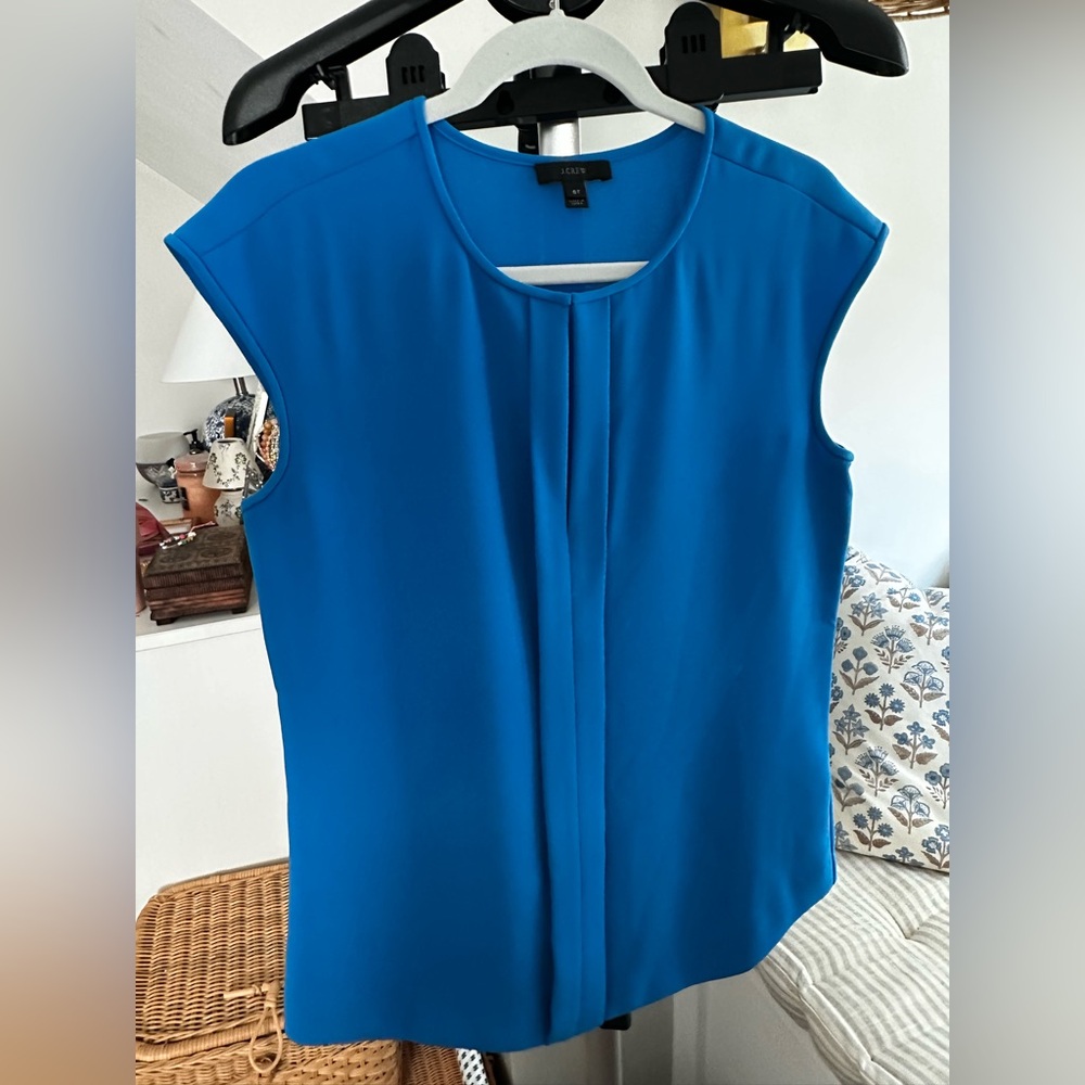 J. Crew Vibrant Blue Cap Sleeve Blouse